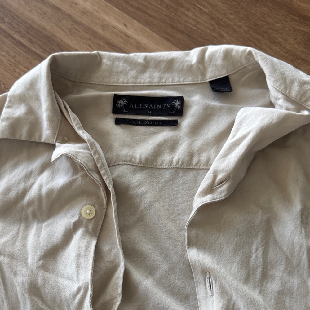 AllSaints Men's Tan button down